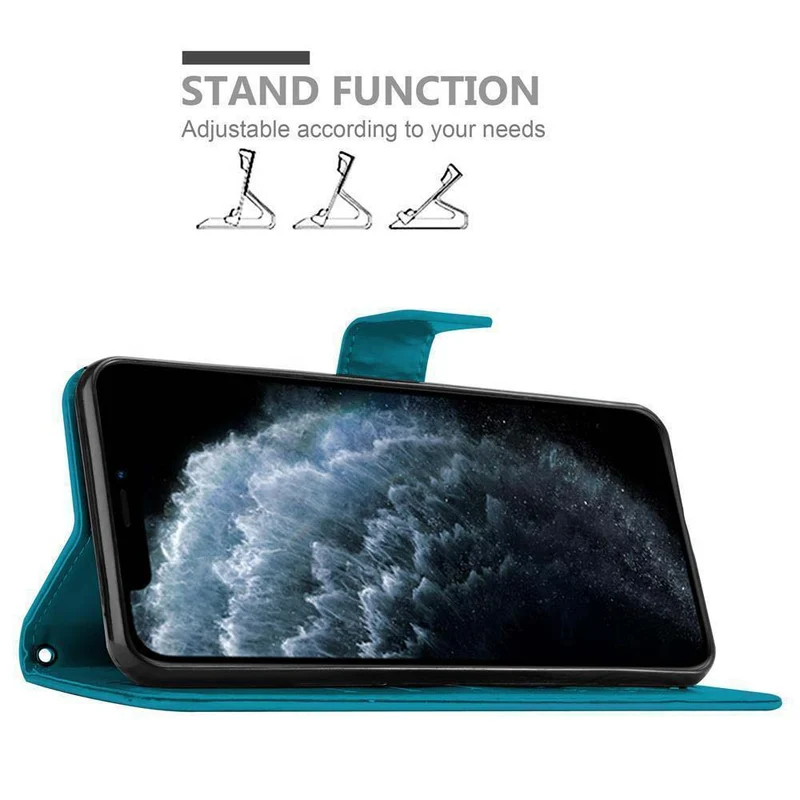 Cadorabo Hülle kompatibel mit Apple iPhone 11 PRO MAX Schutzhülle im Blumen Design mit Magnetverschluss, Standfunktion und Kartenfächern