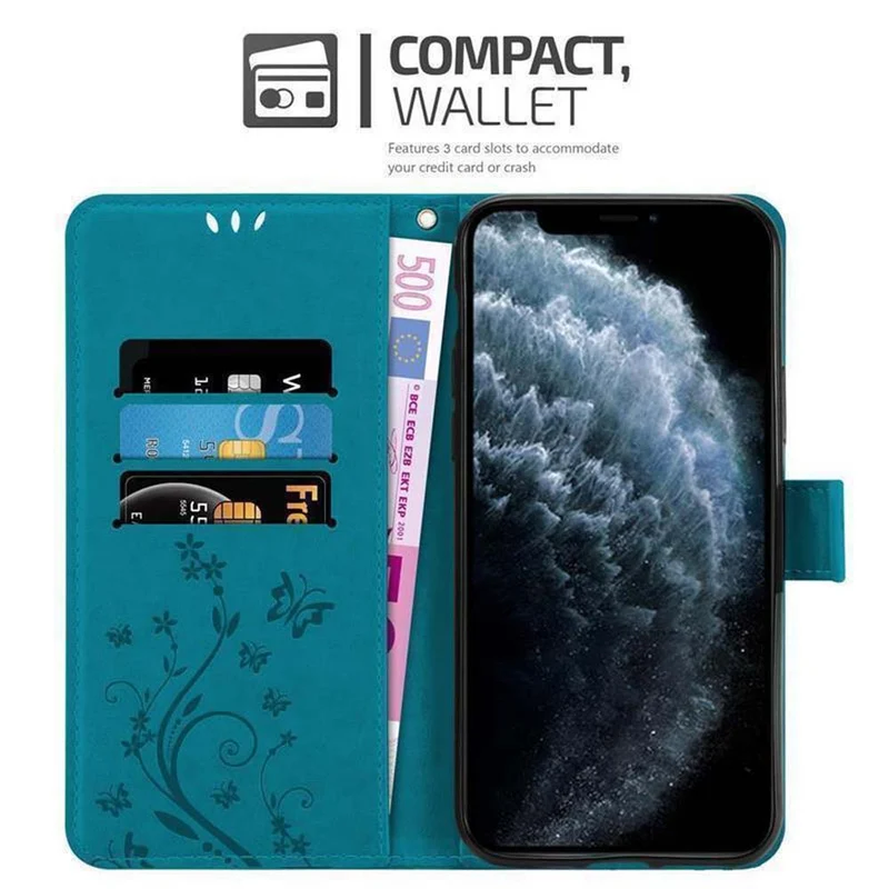 Cadorabo Hülle kompatibel mit Apple iPhone 11 PRO MAX Schutzhülle im Blumen Design mit Magnetverschluss, Standfunktion und Kartenfächern