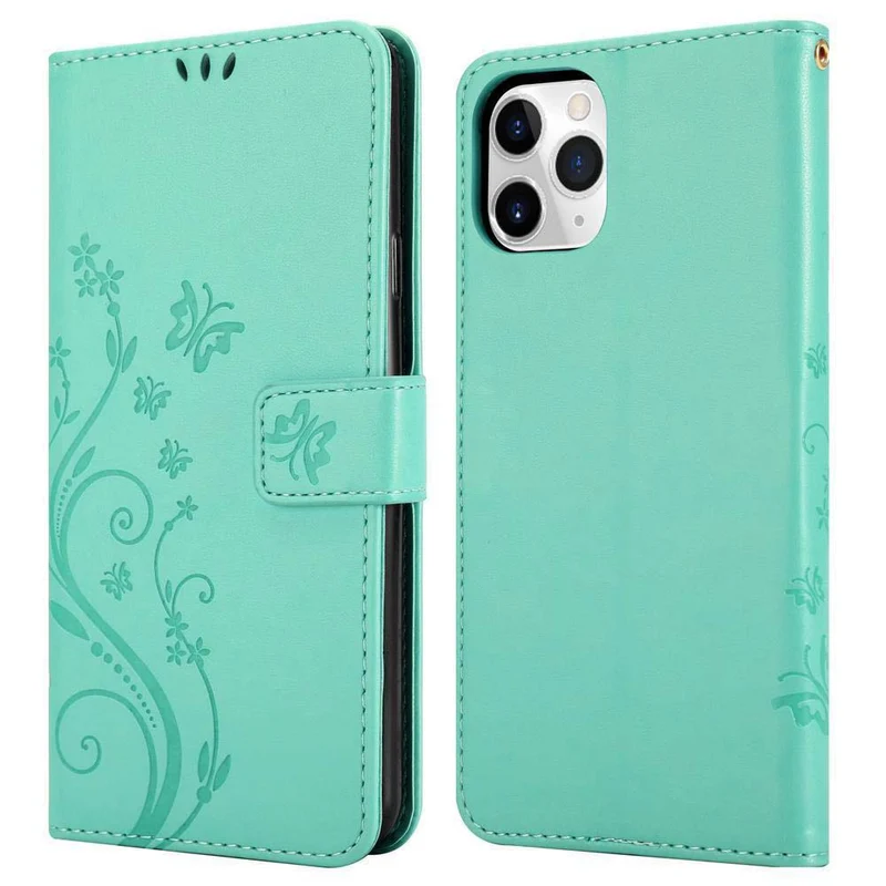Cadorabo Hülle kompatibel mit Apple iPhone 11 PRO MAX Schutzhülle im Blumen Design mit Magnetverschluss, Standfunktion und Kartenfächern