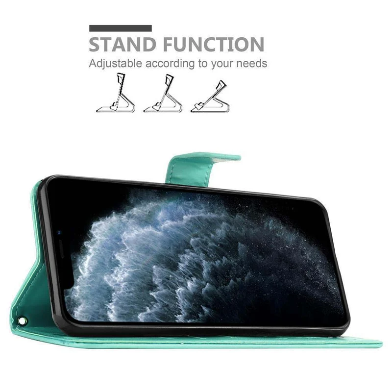 Cadorabo Hülle kompatibel mit Apple iPhone 11 PRO MAX Schutzhülle im Blumen Design mit Magnetverschluss, Standfunktion und Kartenfächern