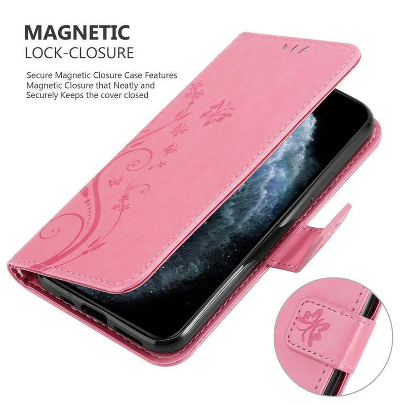 Cadorabo Hülle kompatibel mit Apple iPhone 11 PRO MAX Schutzhülle im Blumen Design mit Magnetverschluss, Standfunktion und Kartenfächern