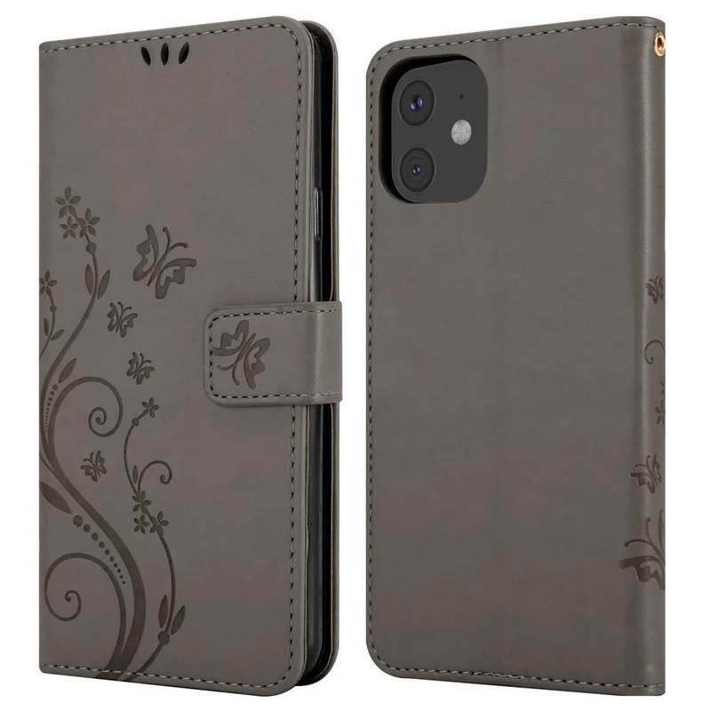 Cadorabo Hülle kompatibel mit Apple iPhone 11 Schutzhülle im Blumen Design mit Magnetverschluss, Standfunktion und Kartenfächern