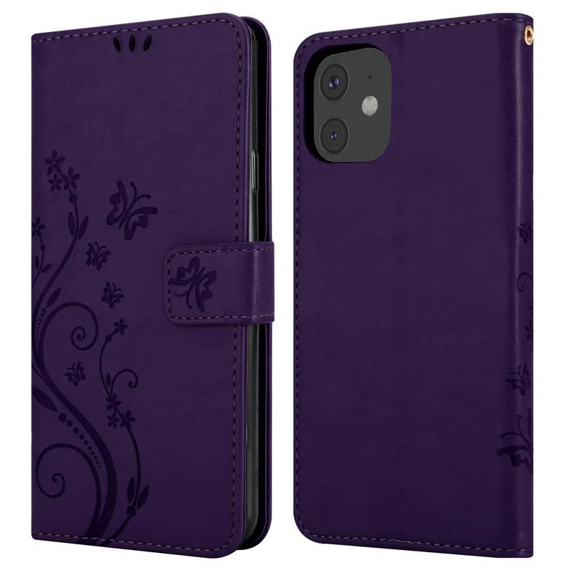 Cadorabo Hülle kompatibel mit Apple iPhone 11 Schutzhülle im Blumen Design mit Magnetverschluss, Standfunktion und Kartenfächern