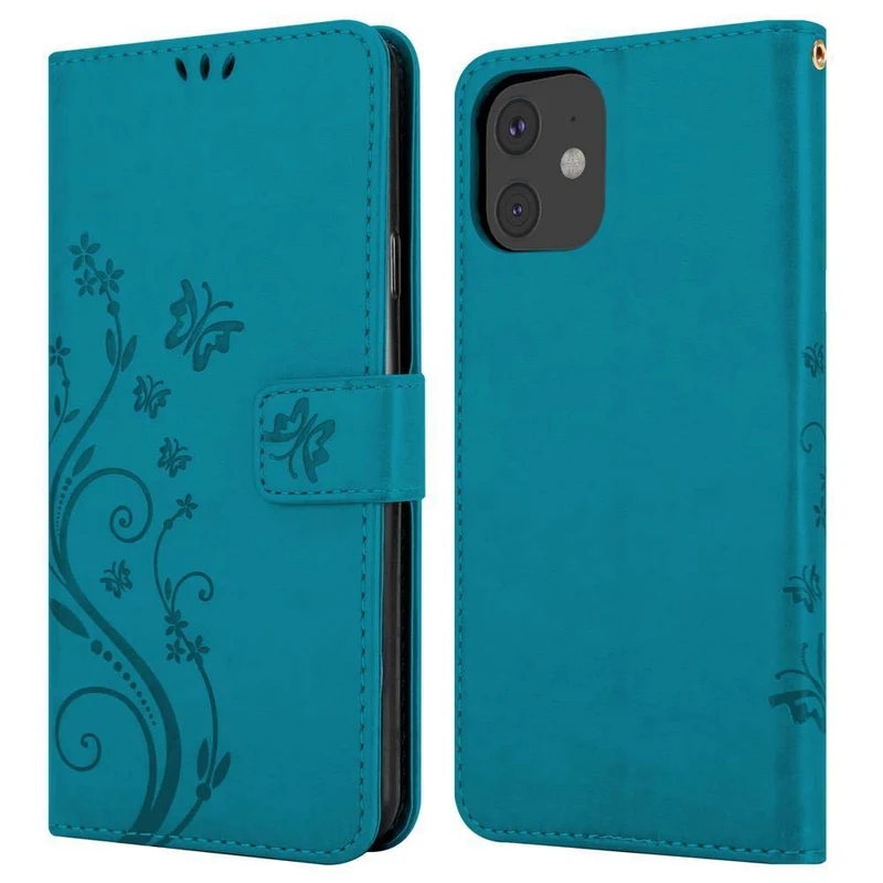 Cadorabo Hülle kompatibel mit Apple iPhone 11 Schutzhülle im Blumen Design mit Magnetverschluss, Standfunktion und Kartenfächern