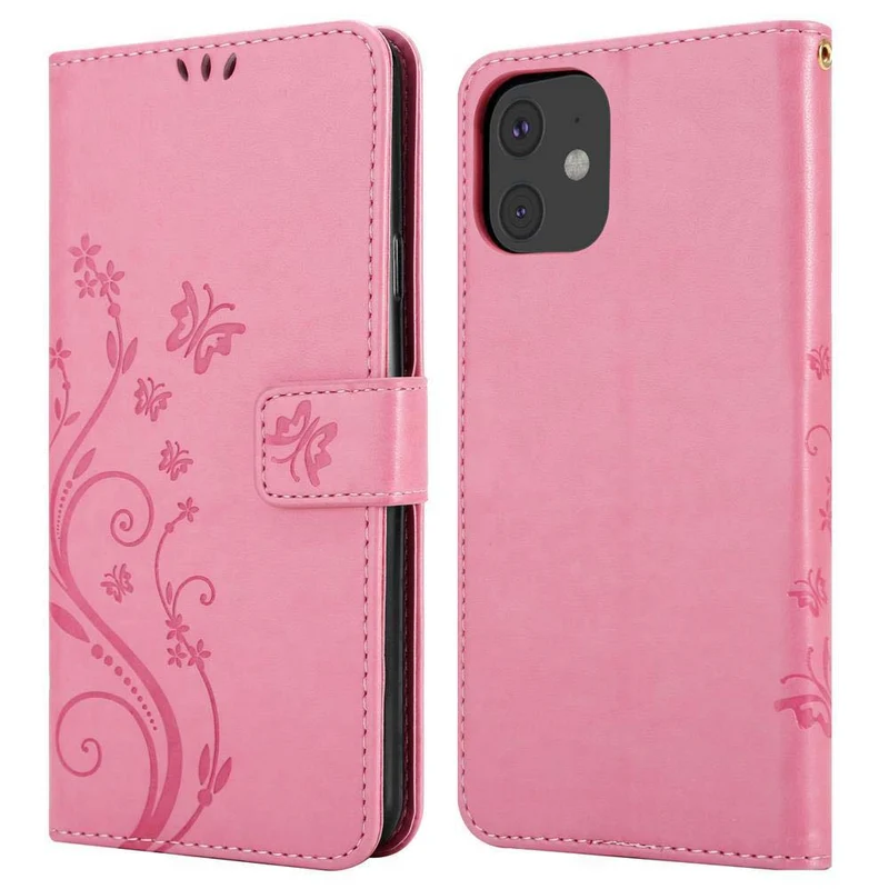Cadorabo Hülle kompatibel mit Apple iPhone 11 Schutzhülle im Blumen Design mit Magnetverschluss, Standfunktion und Kartenfächern