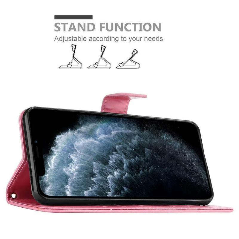Cadorabo Hülle kompatibel mit Apple iPhone 11 Schutzhülle im Blumen Design mit Magnetverschluss, Standfunktion und Kartenfächern