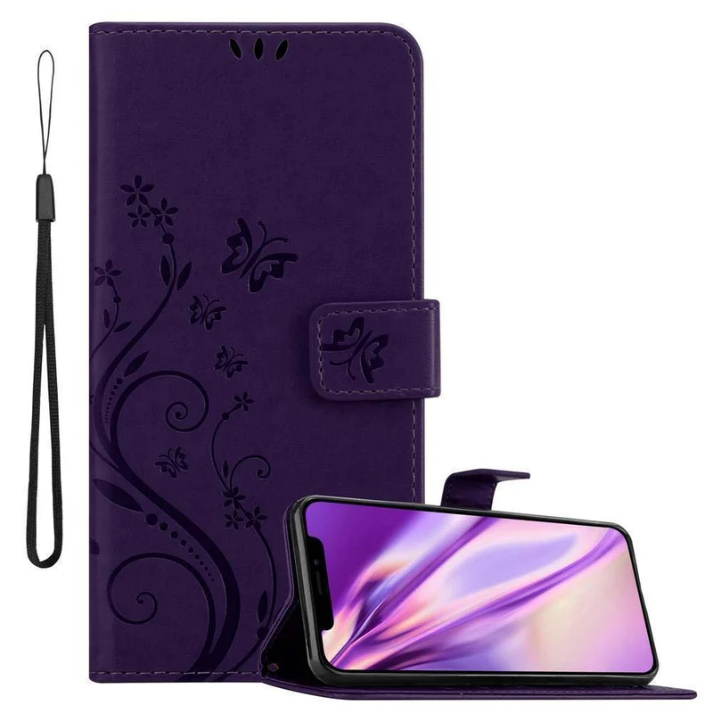 Cadorabo Hülle kompatibel mit Apple iPhone XR Schutzhülle im Blumen Design mit Magnetverschluss, Standfunktion und Kartenfächern