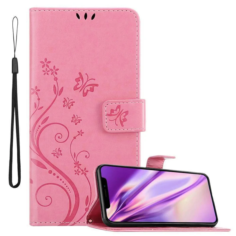 Cadorabo Hülle kompatibel mit Apple iPhone XR Schutzhülle im Blumen Design mit Magnetverschluss, Standfunktion und Kartenfächern
