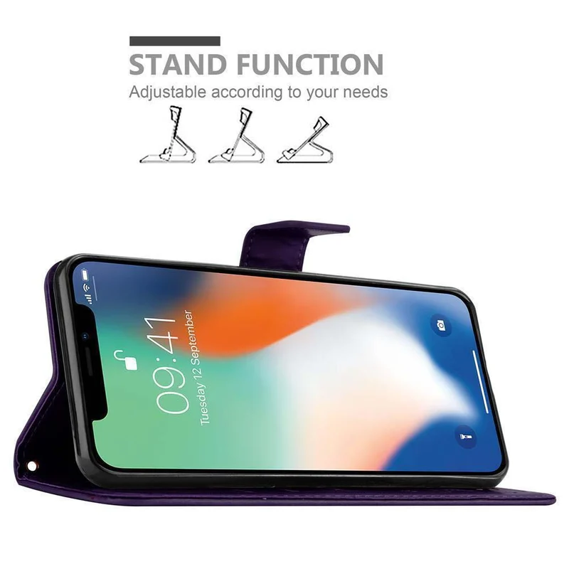 Cadorabo Hülle kompatibel mit Apple iPhone XR Schutzhülle im Blumen Design mit Magnetverschluss, Standfunktion und Kartenfächern