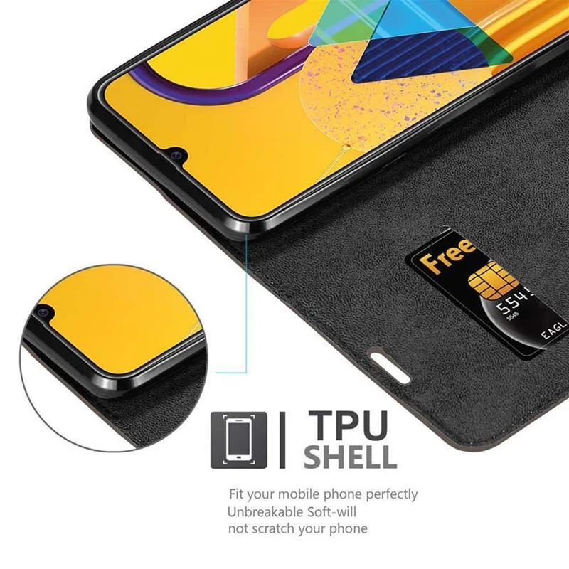 Cadorabo Hülle kompatibel mit Samsung Galaxy M21 / M30s Schutzhülle mit Magnetverschluss, Standfunktion und Kartenfach