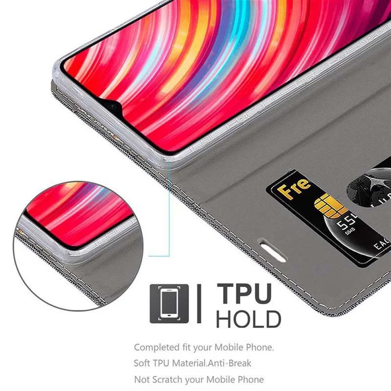 Cadorabo Hülle kompatibel mit Xiaomi RedMi NOTE 8 PRO Schutzhülle mit Magnetverschluss, Standfunktion und Kartenfach