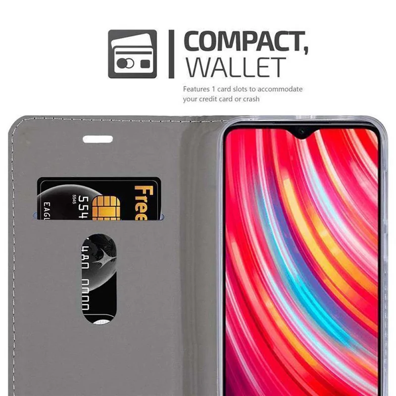 Cadorabo Hülle kompatibel mit Xiaomi RedMi NOTE 8 PRO Schutzhülle mit Magnetverschluss, Standfunktion und Kartenfach