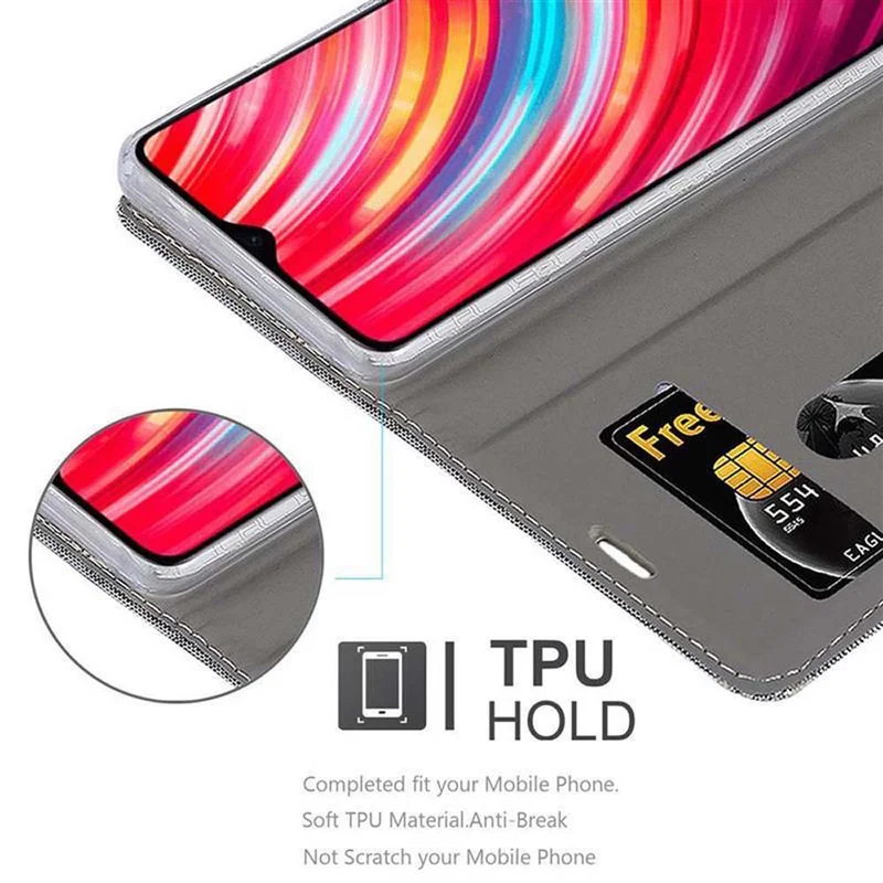Cadorabo Hülle kompatibel mit Xiaomi RedMi NOTE 8 PRO Schutzhülle mit Magnetverschluss, Standfunktion und Kartenfach