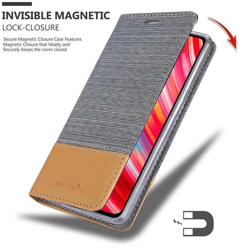 Cadorabo Hülle kompatibel mit Xiaomi RedMi NOTE 8 PRO Schutzhülle mit Magnetverschluss, Standfunktion und Kartenfach