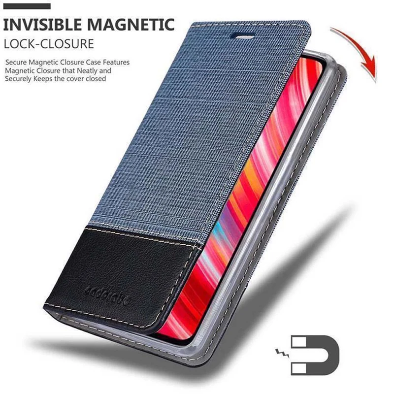 Cadorabo Hülle kompatibel mit Xiaomi RedMi NOTE 8 PRO Schutzhülle mit Magnetverschluss, Standfunktion und Kartenfach