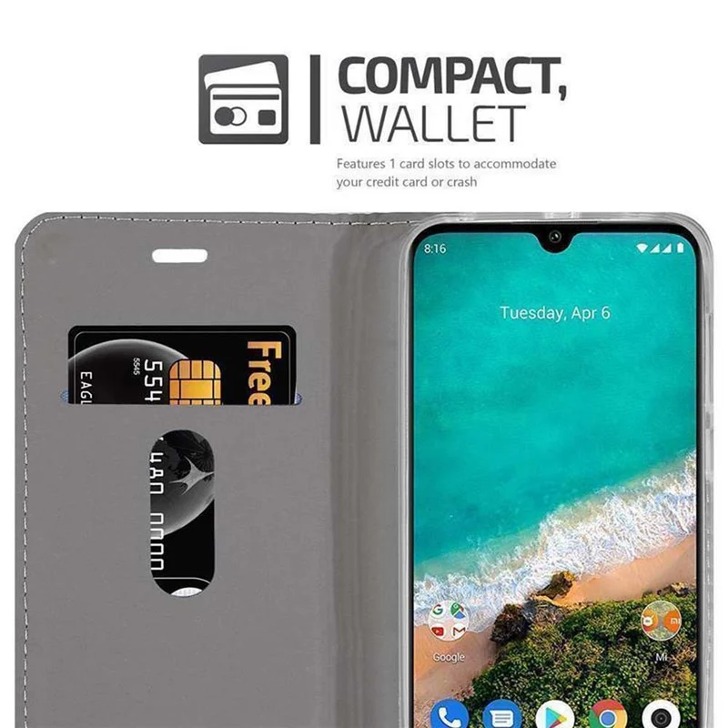 Cadorabo Hülle kompatibel mit Xiaomi Mi A3 Schutzhülle mit Magnetverschluss, Standfunktion und Kartenfach