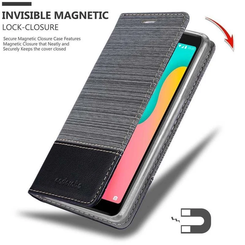 Cadorabo Hülle kompatibel mit WIKO Y60 Schutzhülle mit Magnetverschluss, Standfunktion und Kartenfach