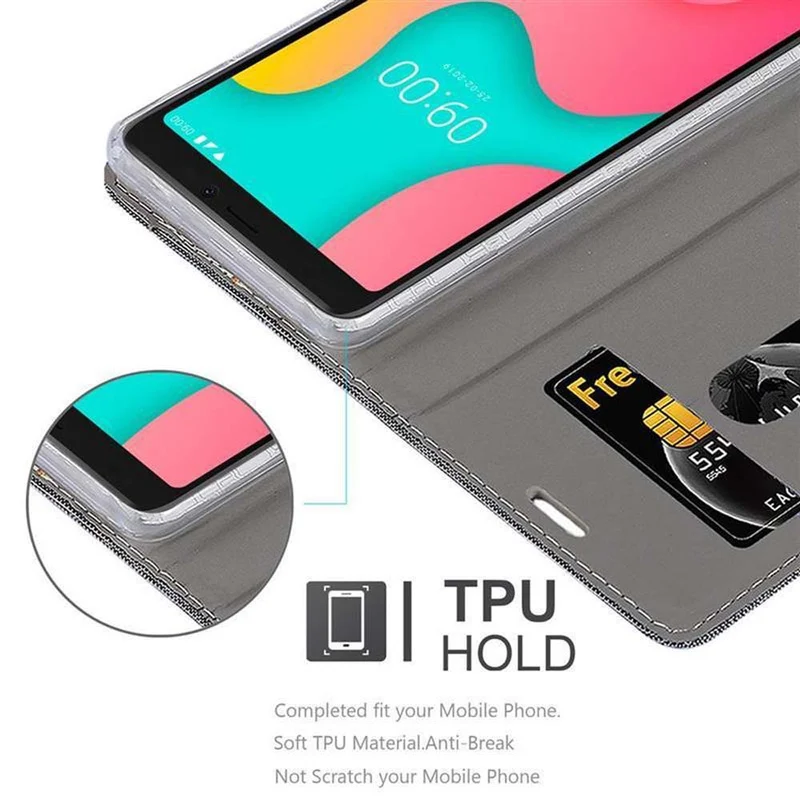 Cadorabo Hülle kompatibel mit WIKO Y60 Schutzhülle mit Magnetverschluss, Standfunktion und Kartenfach