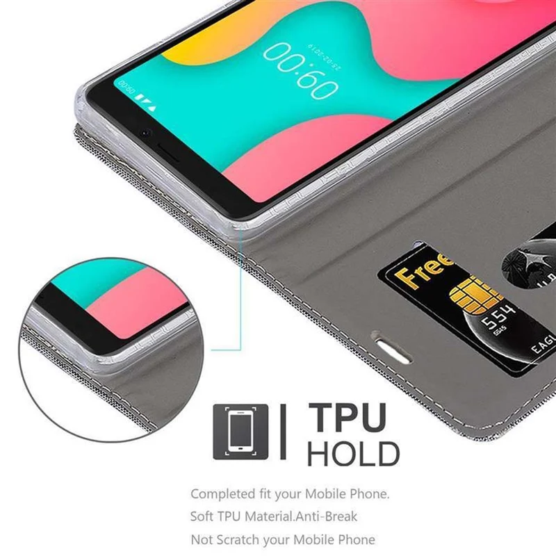 Cadorabo Hülle kompatibel mit WIKO Y60 Schutzhülle mit Magnetverschluss, Standfunktion und Kartenfach