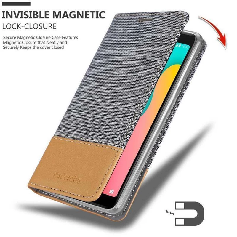 Cadorabo Hülle kompatibel mit WIKO Y60 Schutzhülle mit Magnetverschluss, Standfunktion und Kartenfach