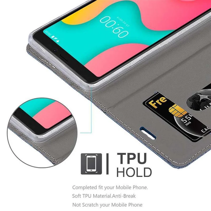 Cadorabo Hülle kompatibel mit WIKO Y60 Schutzhülle mit Magnetverschluss, Standfunktion und Kartenfach