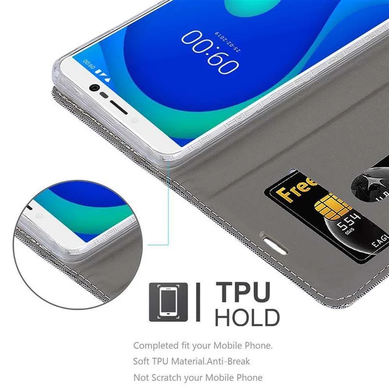 Cadorabo Hülle kompatibel mit WIKO Y80 Schutzhülle mit Magnetverschluss, Standfunktion und Kartenfach