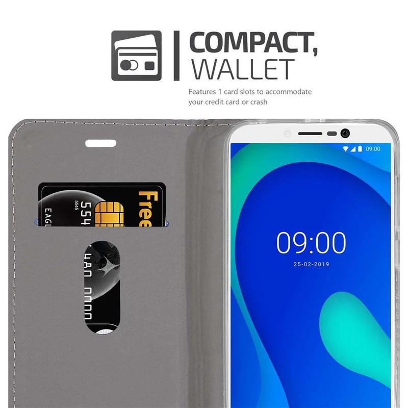 Cadorabo Hülle kompatibel mit WIKO Y80 Schutzhülle mit Magnetverschluss, Standfunktion und Kartenfach