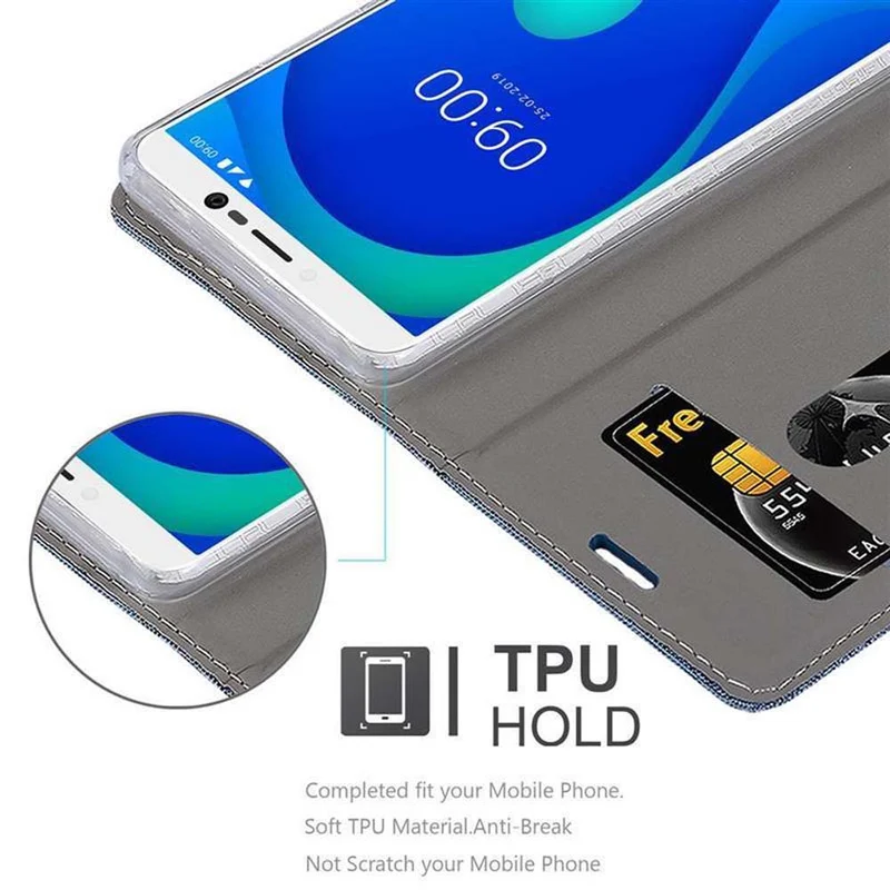 Cadorabo Hülle kompatibel mit WIKO Y80 Schutzhülle mit Magnetverschluss, Standfunktion und Kartenfach