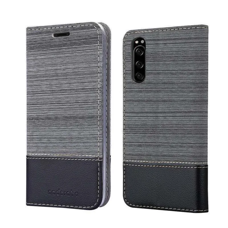 Cadorabo Hülle kompatibel mit Sony Xperia 5 Schutzhülle mit Magnetverschluss, Standfunktion und Kartenfach