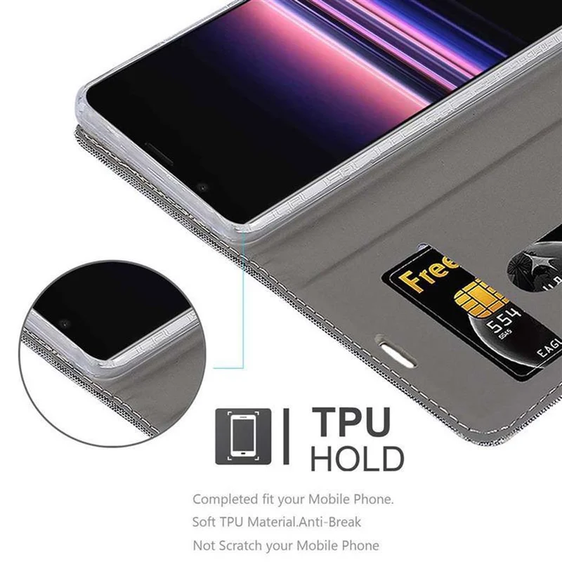 Cadorabo Hülle kompatibel mit Sony Xperia 5 Schutzhülle mit Magnetverschluss, Standfunktion und Kartenfach