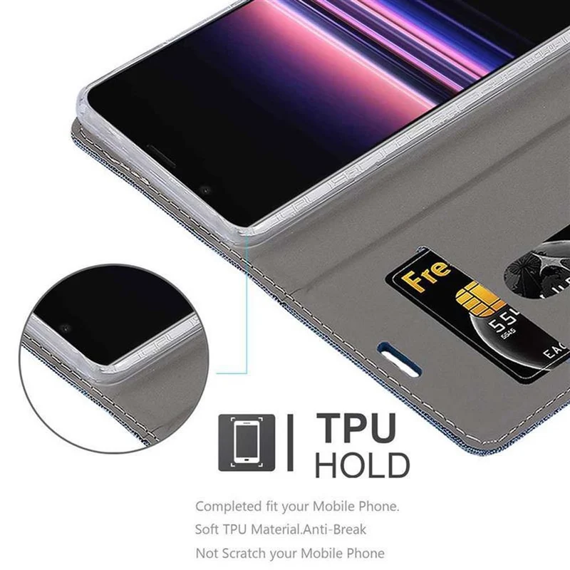 Cadorabo Hülle kompatibel mit Sony Xperia 5 Schutzhülle mit Magnetverschluss, Standfunktion und Kartenfach