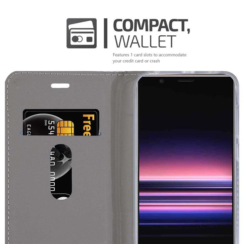 Cadorabo Hülle kompatibel mit Sony Xperia 5 Schutzhülle mit Magnetverschluss, Standfunktion und Kartenfach