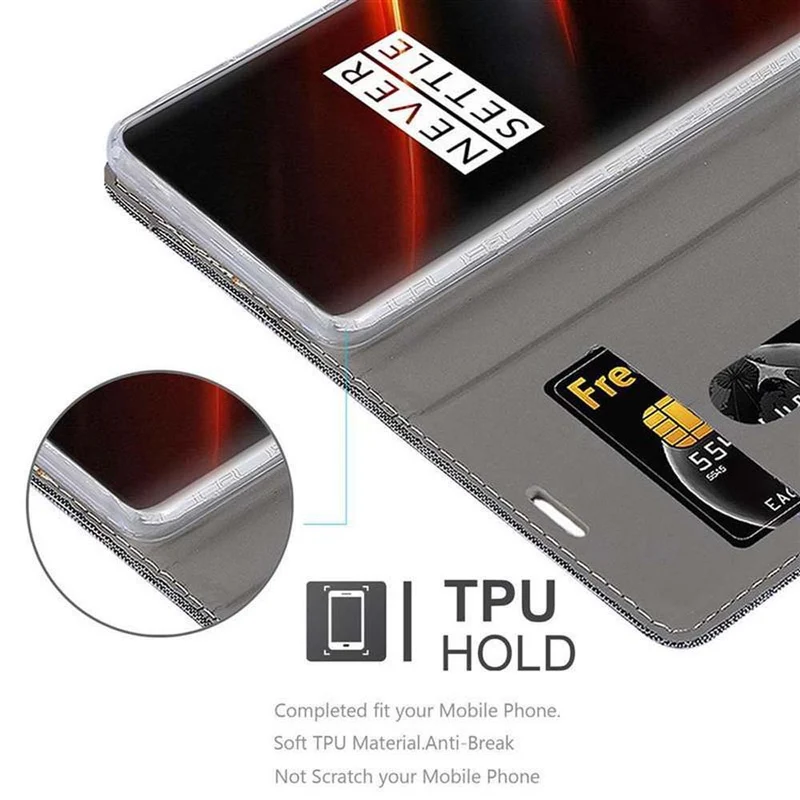 Cadorabo Hülle kompatibel mit OnePlus 7T PRO Schutzhülle mit Magnetverschluss, Standfunktion und Kartenfach
