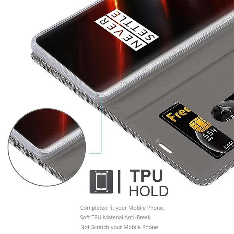 Cadorabo Hülle kompatibel mit OnePlus 7T PRO Schutzhülle mit Magnetverschluss, Standfunktion und Kartenfach