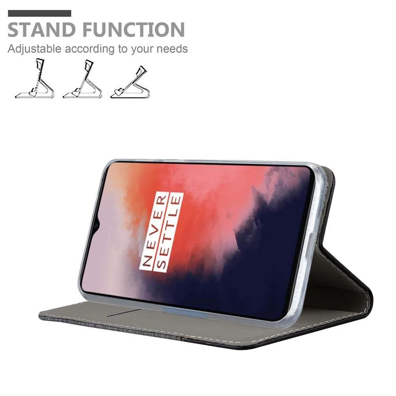 Cadorabo Hülle kompatibel mit OnePlus 7T Schutzhülle mit Magnetverschluss, Standfunktion und Kartenfach