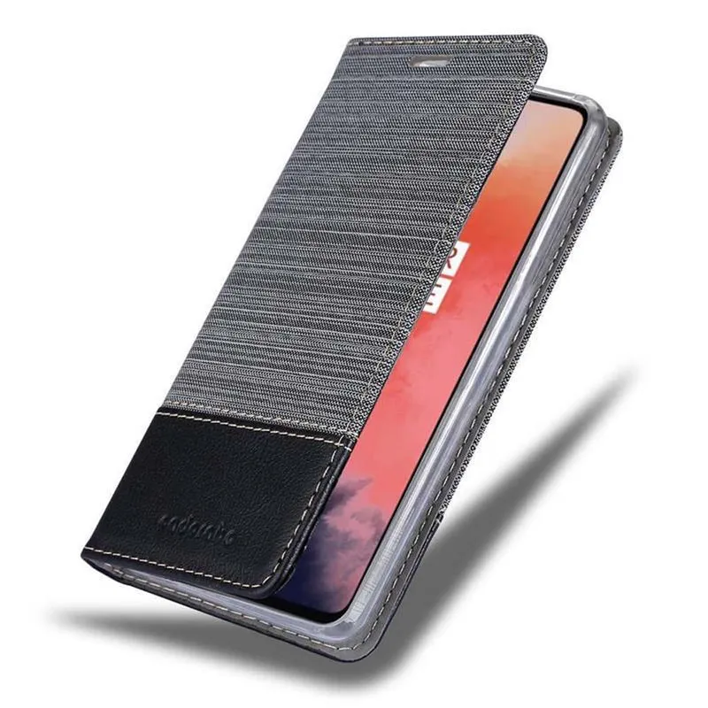 Cadorabo Hülle kompatibel mit OnePlus 7T Schutzhülle mit Magnetverschluss, Standfunktion und Kartenfach