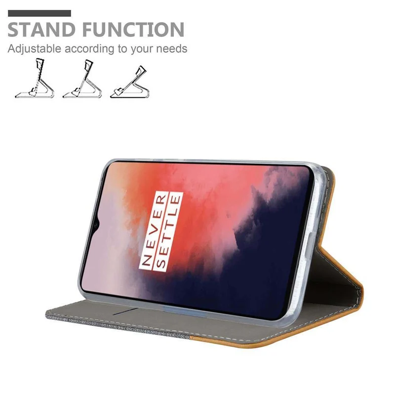Cadorabo Hülle kompatibel mit OnePlus 7T Schutzhülle mit Magnetverschluss, Standfunktion und Kartenfach