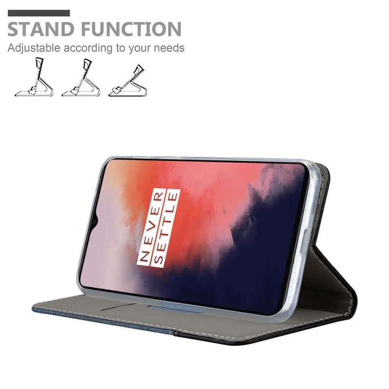Cadorabo Hülle kompatibel mit OnePlus 7T Schutzhülle mit Magnetverschluss, Standfunktion und Kartenfach