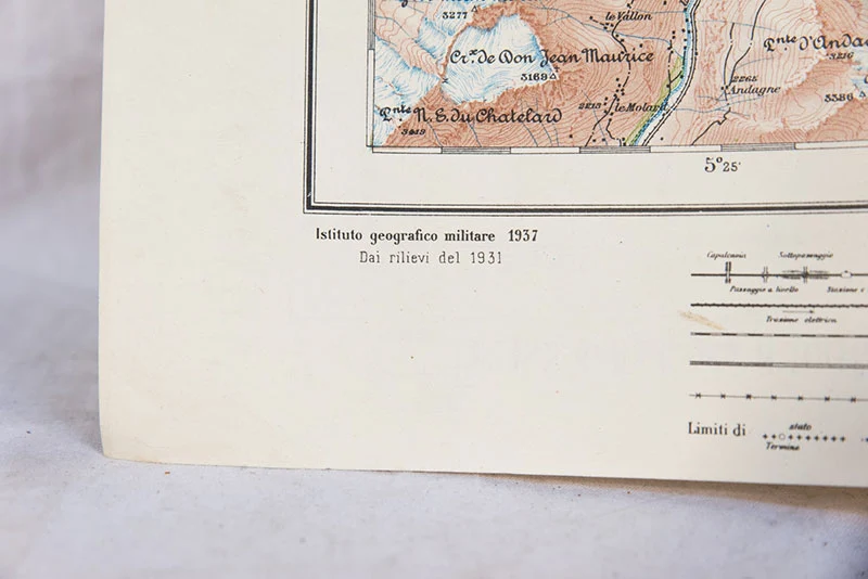 Militärische topografische Karte des Gebiets Gran Paradiso, 1937
