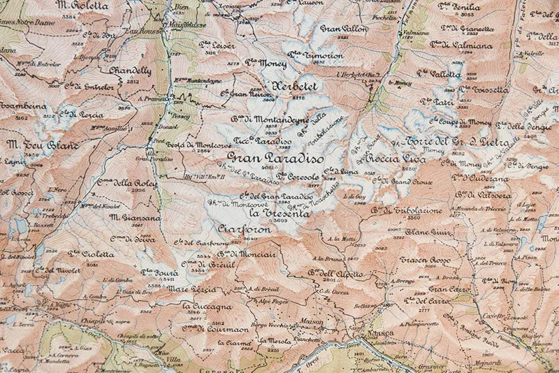 Militärische topografische Karte des Gebiets Gran Paradiso, 1937