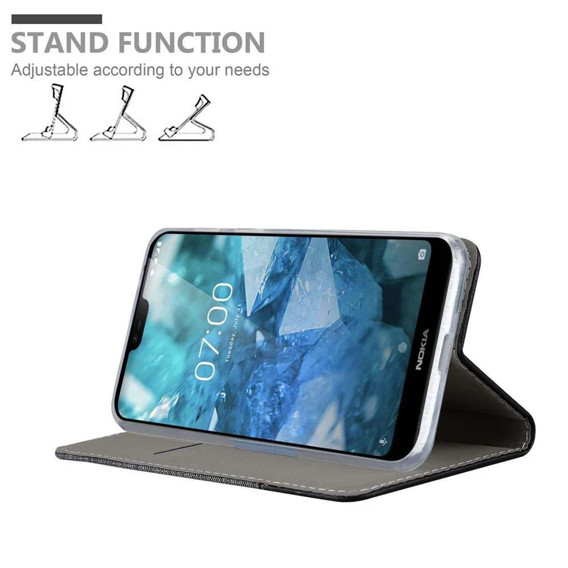 Cadorabo Hülle kompatibel mit Nokia 7,1 Schutzhülle mit Magnetverschluss, Standfunktion und Kartenfach
