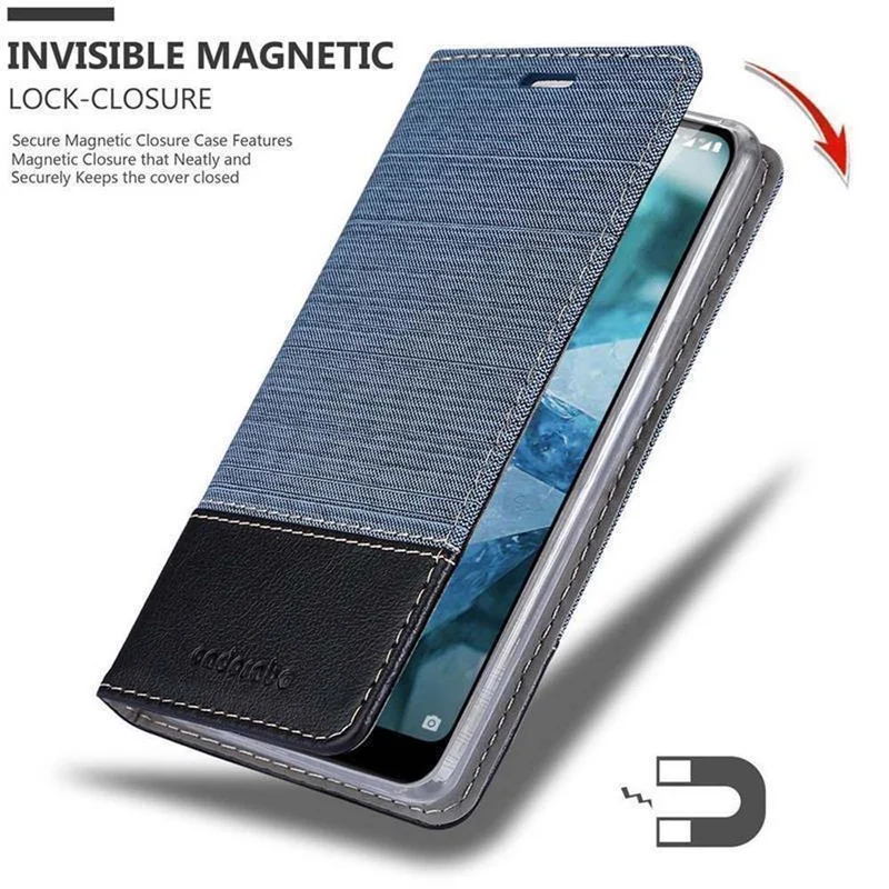 Cadorabo Hülle kompatibel mit Nokia 7,1 Schutzhülle mit Magnetverschluss, Standfunktion und Kartenfach