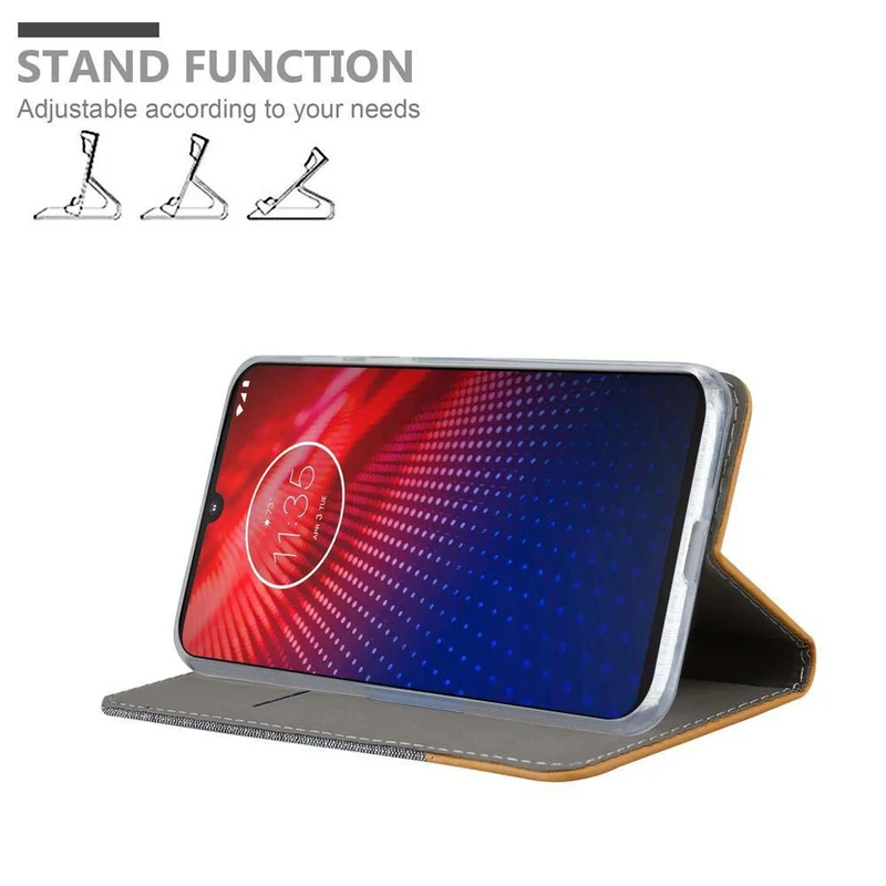 Cadorabo Hülle kompatibel mit Motorola MOTO Z4 Schutzhülle mit Magnetverschluss, Standfunktion und Kartenfach
