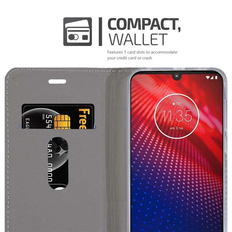 Cadorabo Hülle kompatibel mit Motorola MOTO Z4 Schutzhülle mit Magnetverschluss, Standfunktion und Kartenfach