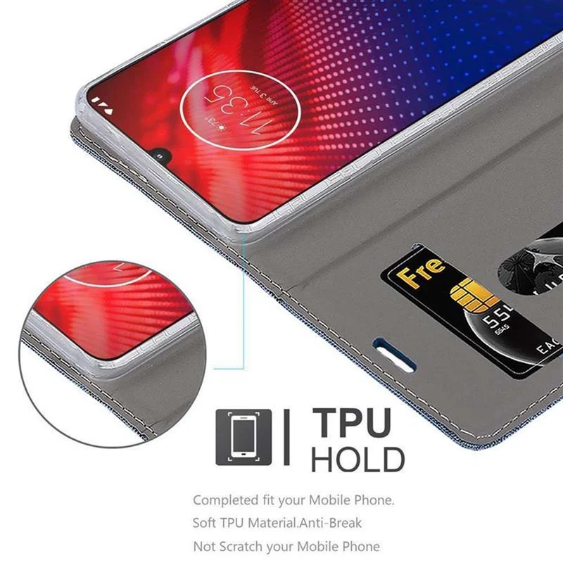 Cadorabo Hülle kompatibel mit Motorola MOTO Z4 Schutzhülle mit Magnetverschluss, Standfunktion und Kartenfach