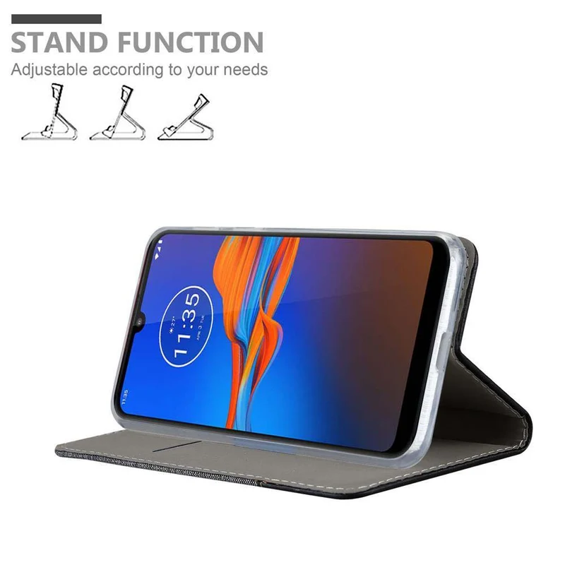 Cadorabo Hülle kompatibel mit Motorola MOTO E6 PLUS Schutzhülle mit Magnetverschluss, Standfunktion und Kartenfach