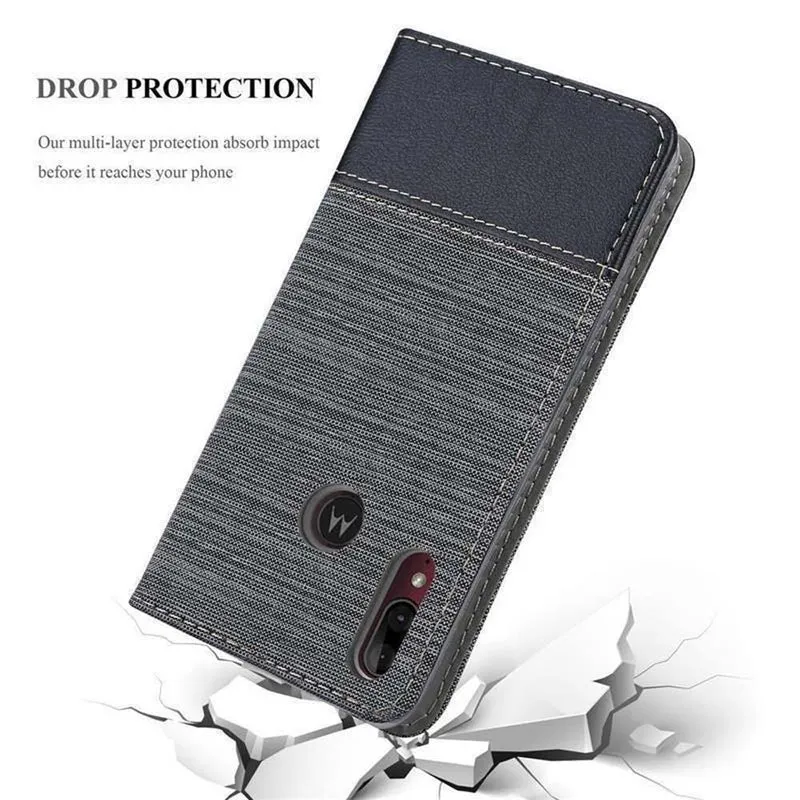 Cadorabo Hülle kompatibel mit Motorola MOTO E6 PLUS Schutzhülle mit Magnetverschluss, Standfunktion und Kartenfach