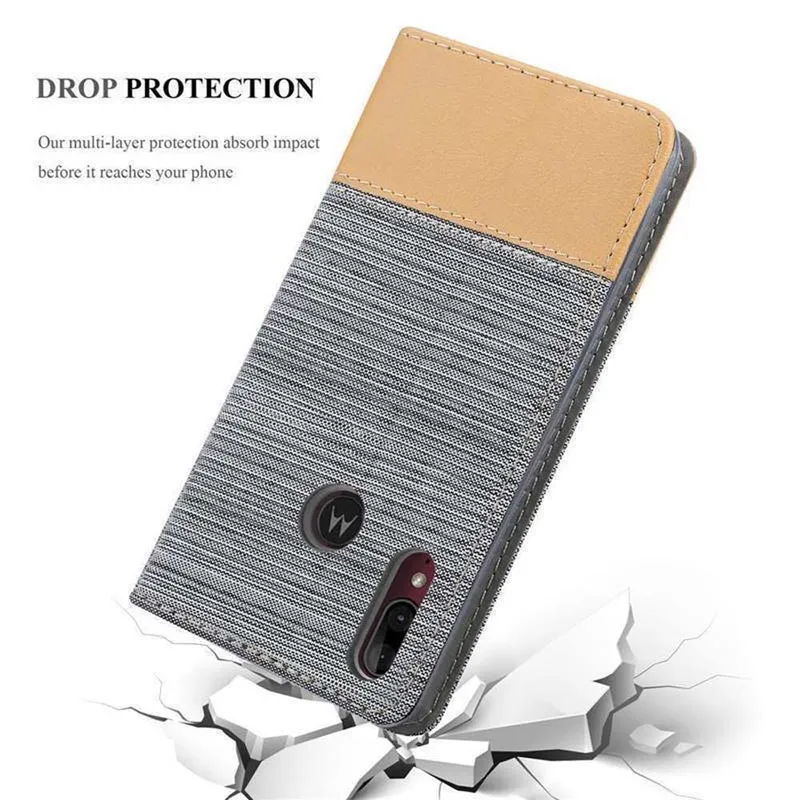 Cadorabo Hülle kompatibel mit Motorola MOTO E6 PLUS Schutzhülle mit Magnetverschluss, Standfunktion und Kartenfach