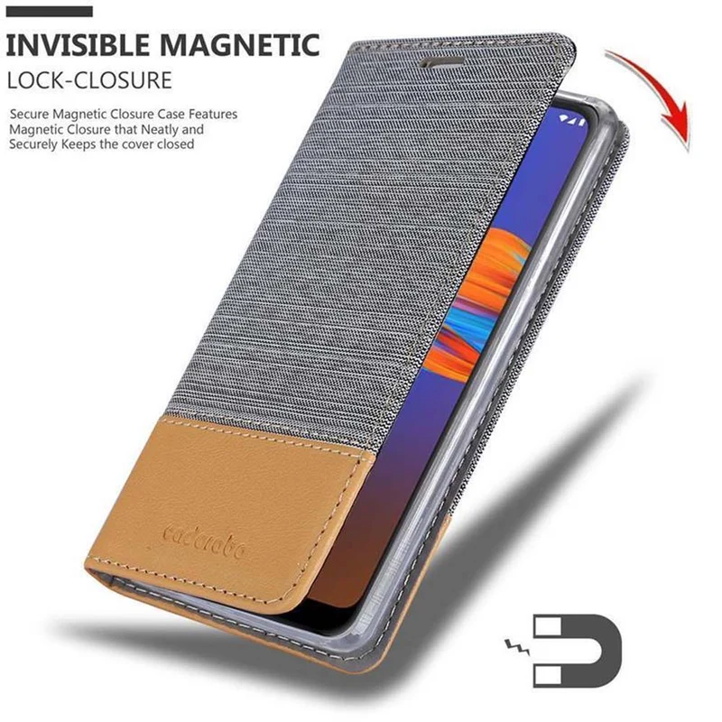 Cadorabo Hülle kompatibel mit Motorola MOTO E6 PLUS Schutzhülle mit Magnetverschluss, Standfunktion und Kartenfach