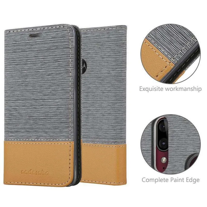 Cadorabo Hülle kompatibel mit Motorola MOTO E6 PLUS Schutzhülle mit Magnetverschluss, Standfunktion und Kartenfach